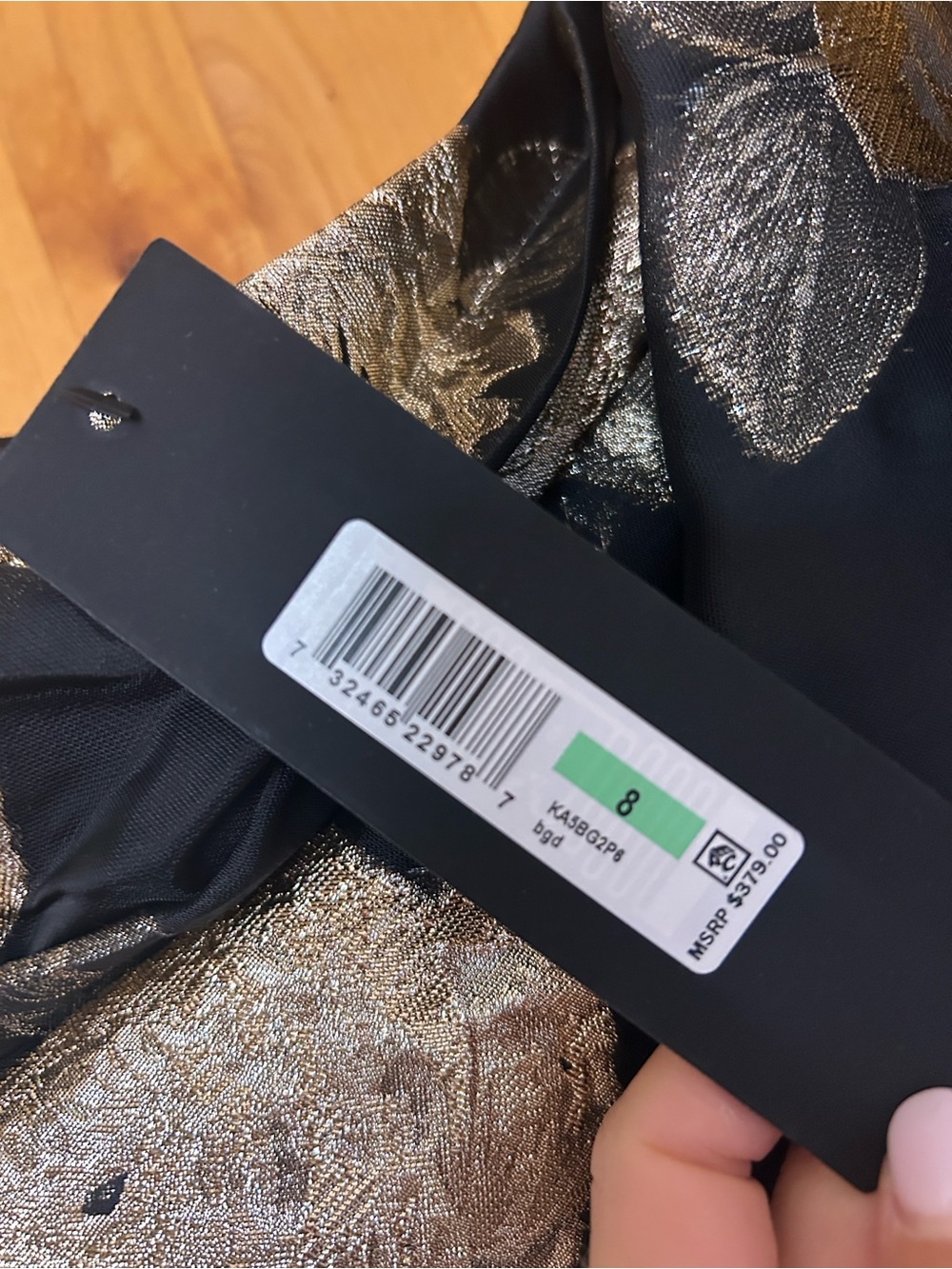 Donna Karan Black and Gold One-Shoulder Floral Gown - Picture 2 of 5
